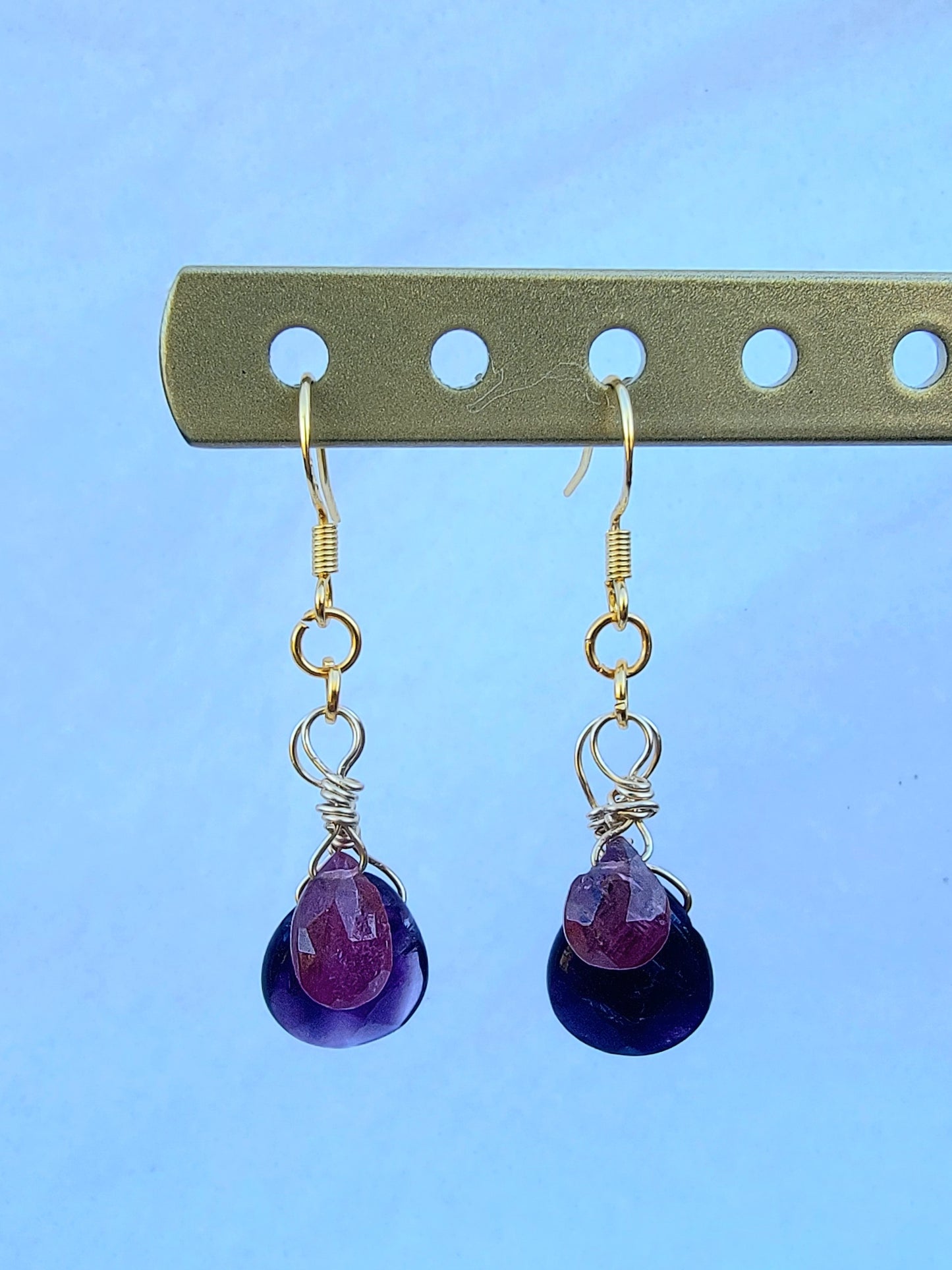 18K gold-filled & gemstone earrings