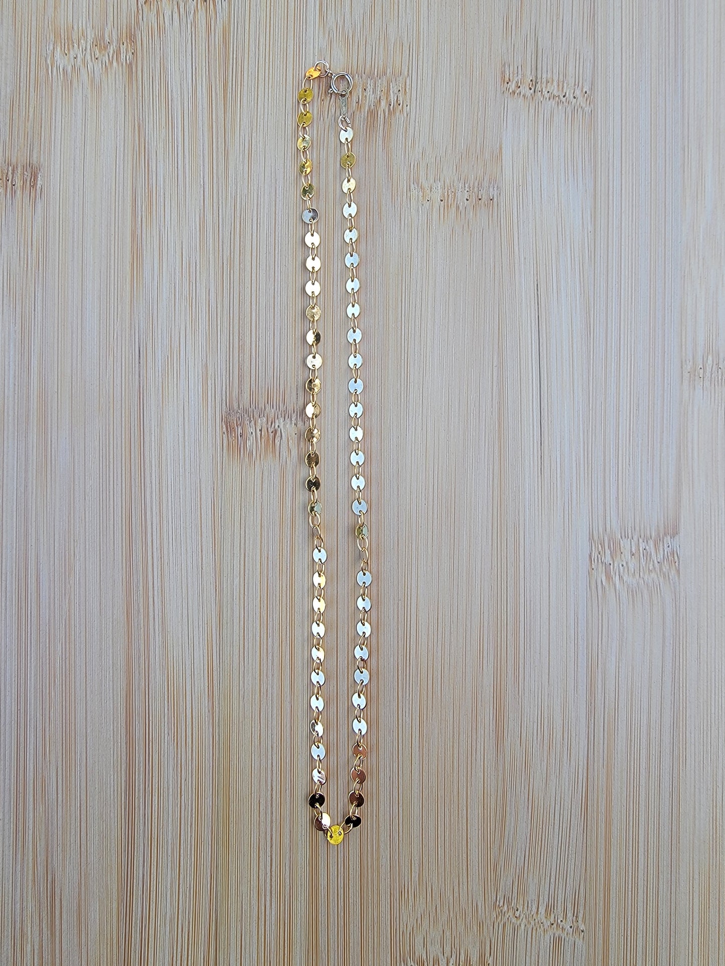 Tarnish-resistant Sparkle Circle Disc Chain Necklace