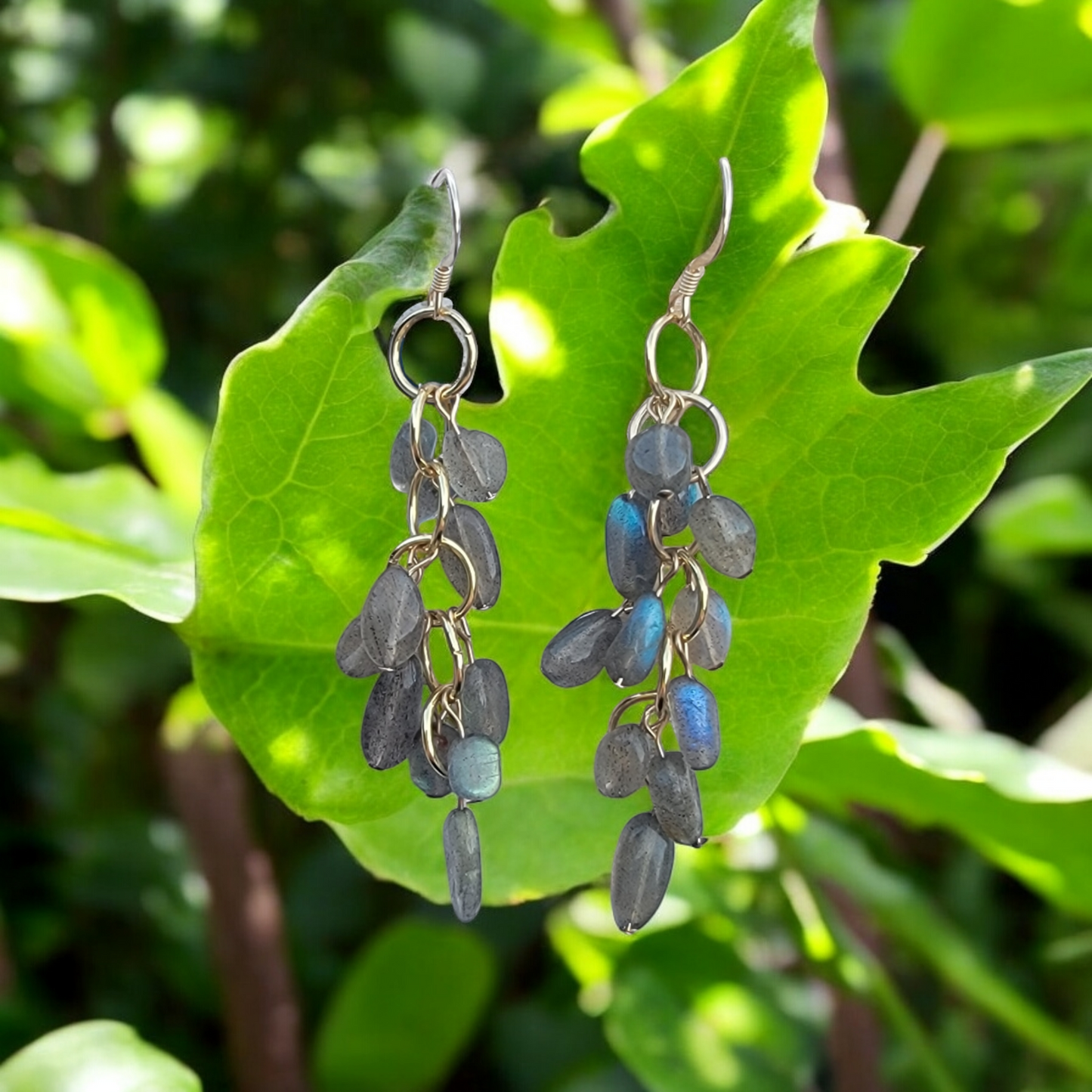 14k Gold-Filled or Sterling Silver Labradorite Chandelier Earrings | Handpicked 5mm Stones with Flash