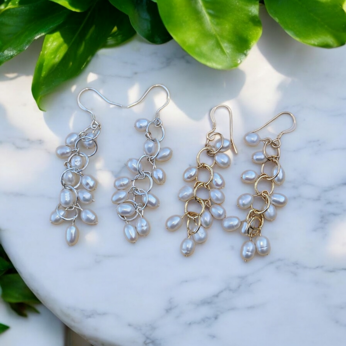 Cascade Repurposed Pearl Drop Earrings