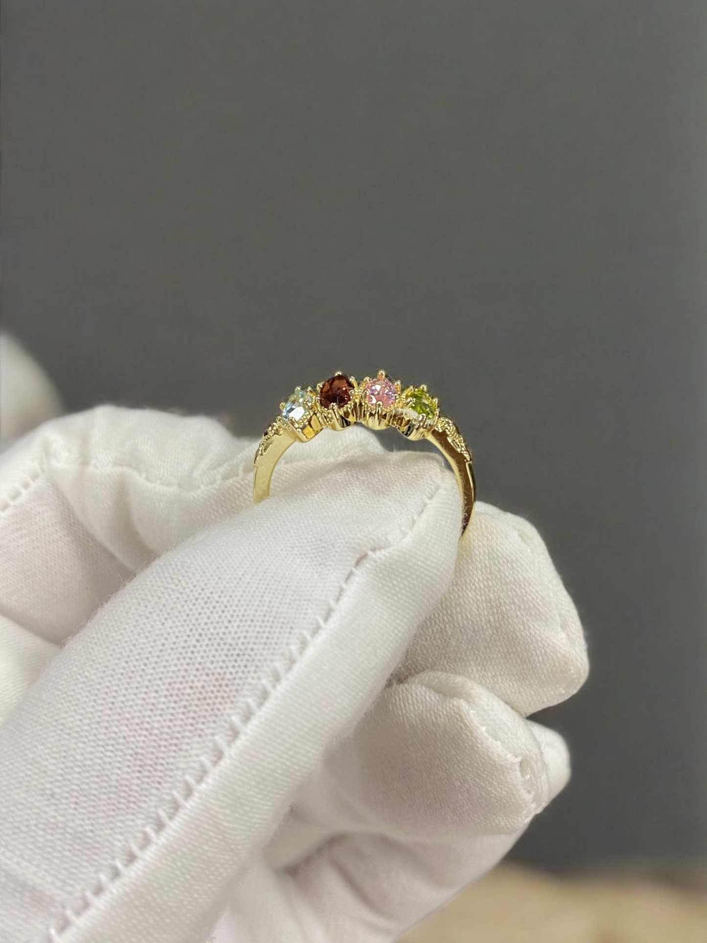 Gemstone Marquise Ring, 14k Gold Vermeil or Rhodium-plated Sterling, Blue Topaz, Garnet, Pink Quartz, Peridot