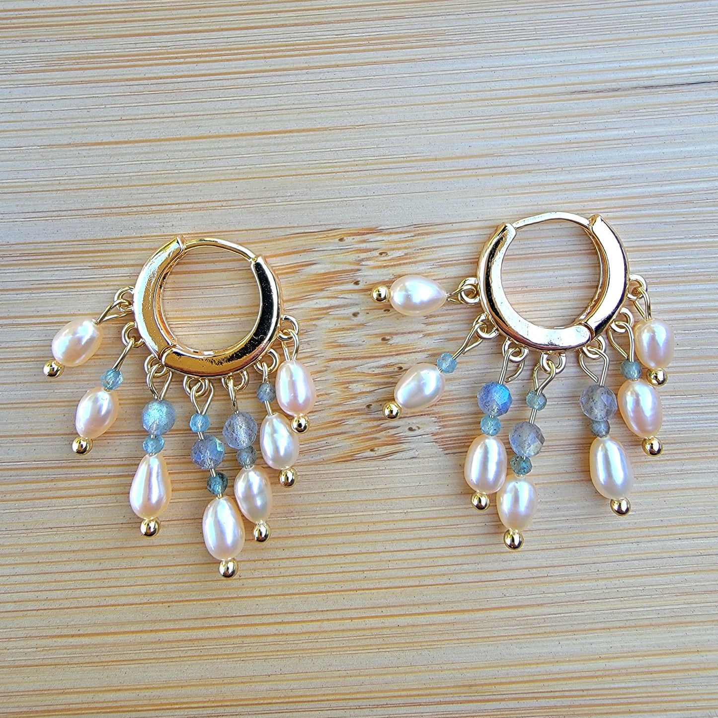 Pearl & Stone Hoop Huggie Earrings