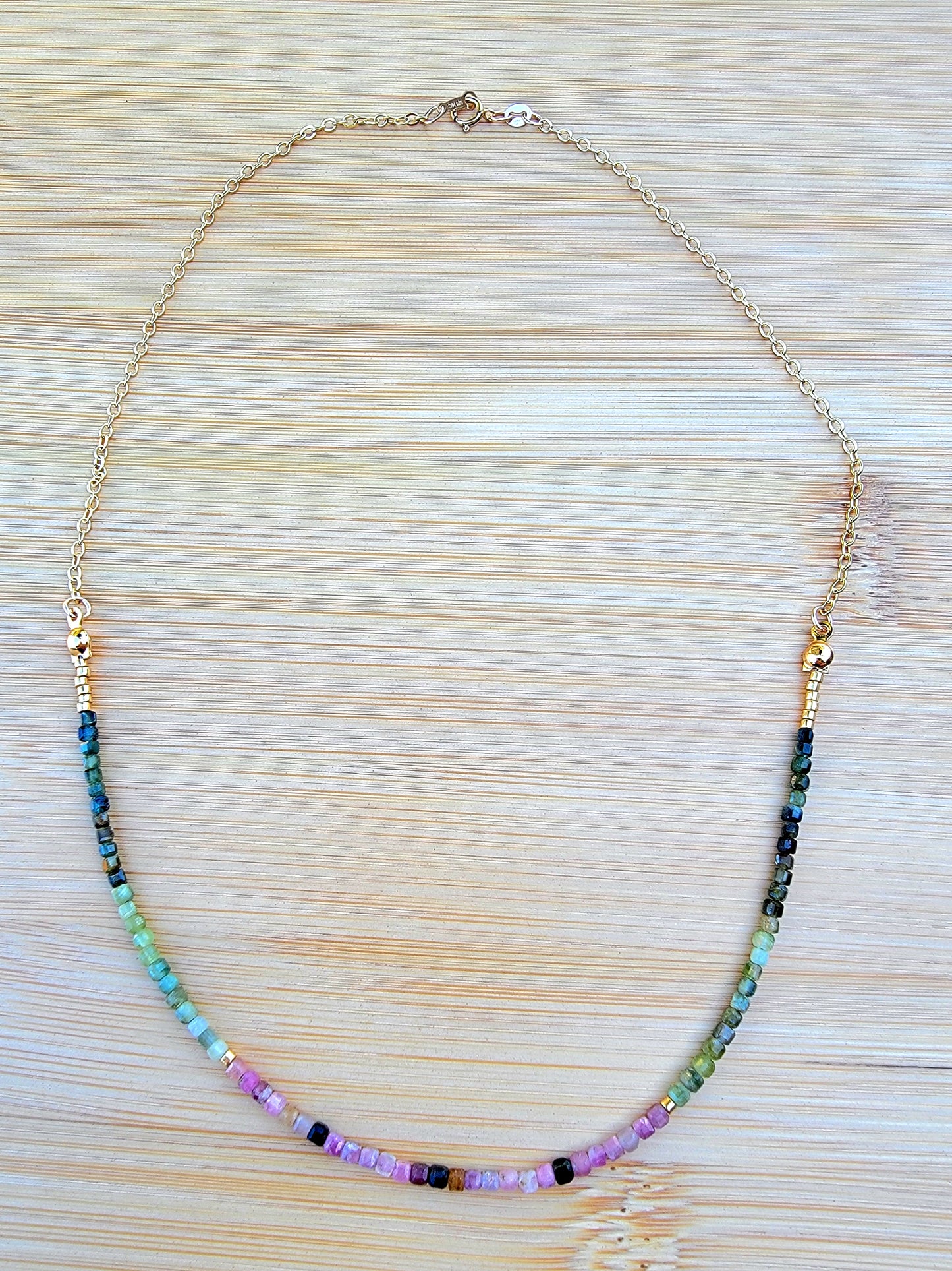 Watermelon Tourmaline 14k Gold-filled Choker Neclace
