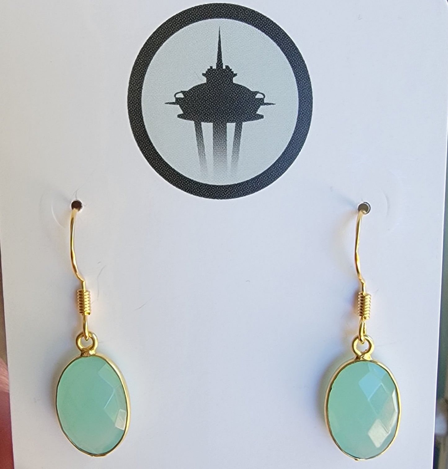 Faceted Chalcedony Semi-precious Stone & 18k Gold-filled earrings