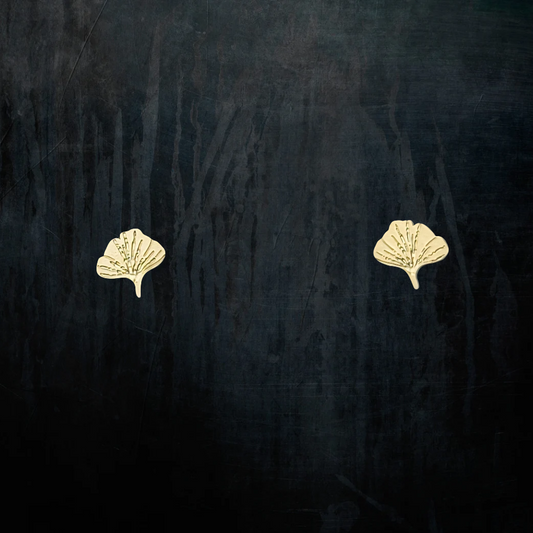 Ginkgo Biloba Flatback Screw-on Stud Earrings with Waterproof Matte Finish Titanium Steel