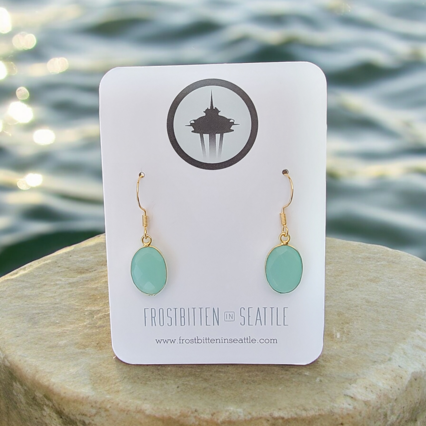 Faceted Chalcedony Semi-precious Stone & 18k Gold-filled earrings