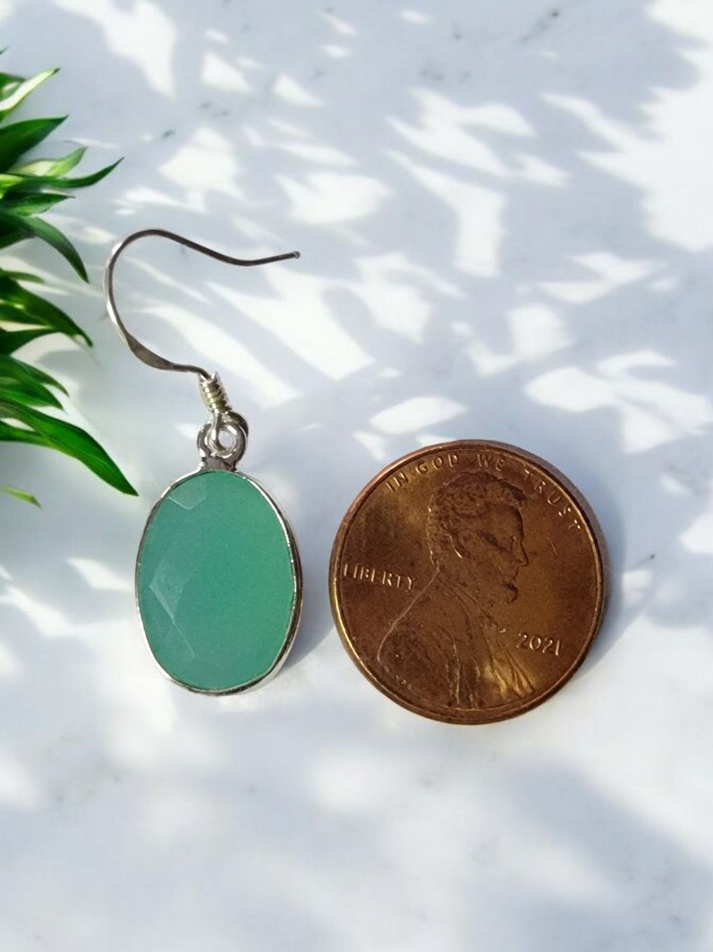 Faceted Chalcedony Semi-precious Stone & 18k Gold-filled earrings