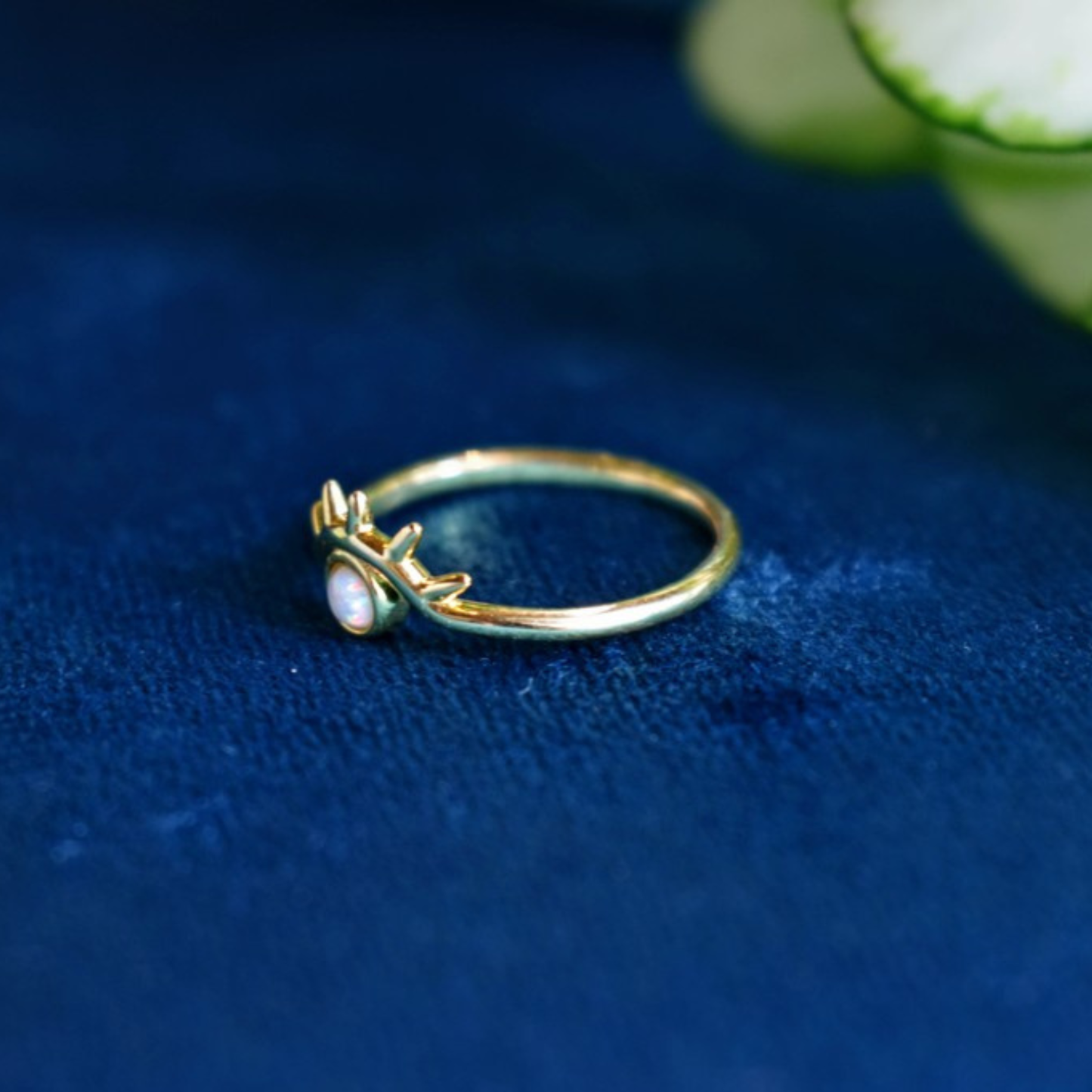 Evil Eye Opal Ring | Stackable Sterling Silver with Rhodium or 18K Gold Vermeil