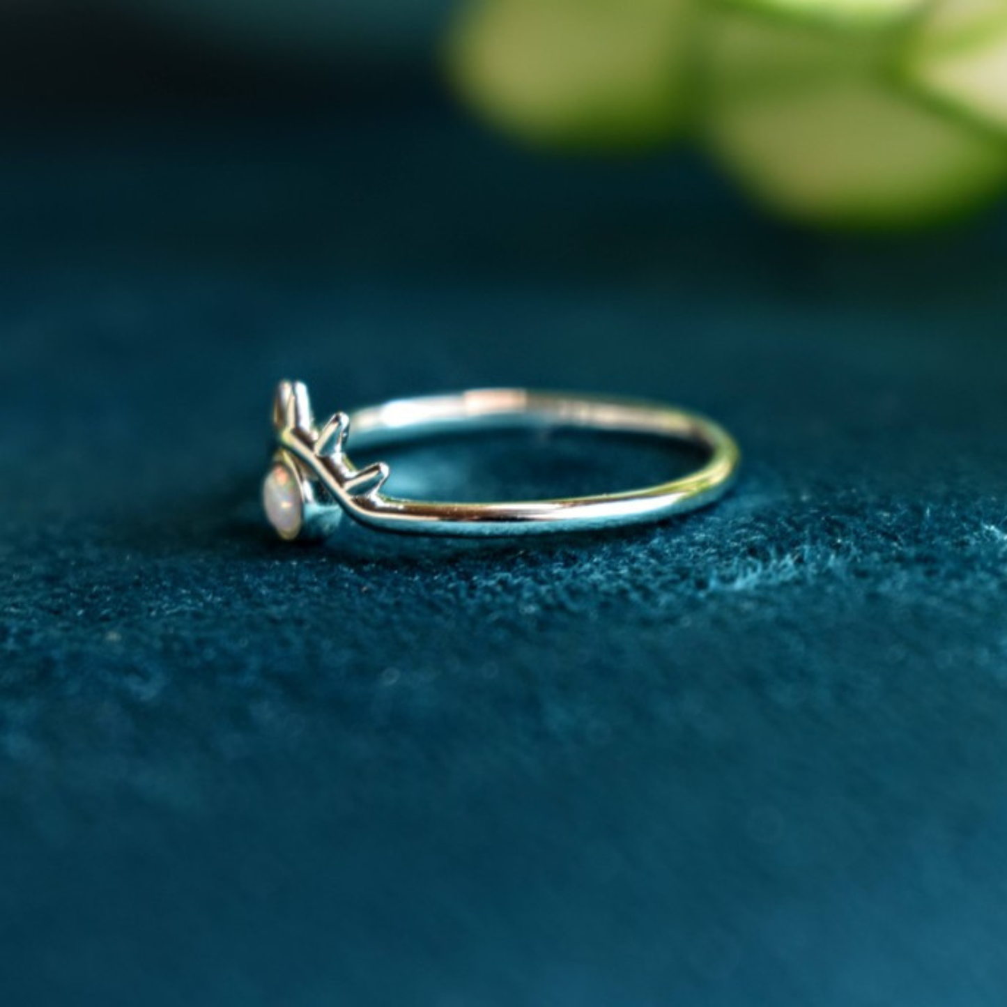 Evil Eye Opal Ring | Stackable Sterling Silver with Rhodium or 18K Gold Vermeil