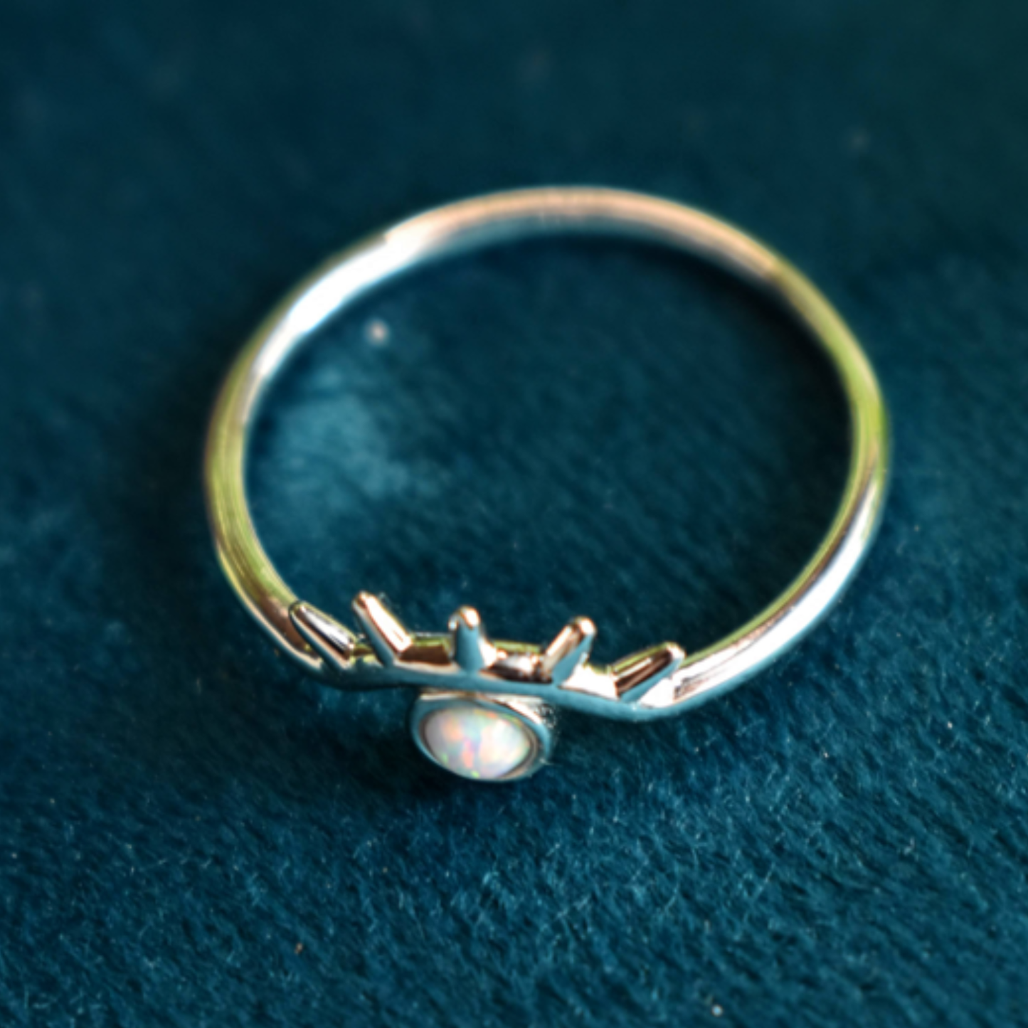 Evil Eye Opal Ring | Stackable Sterling Silver with Rhodium or 18K Gold Vermeil