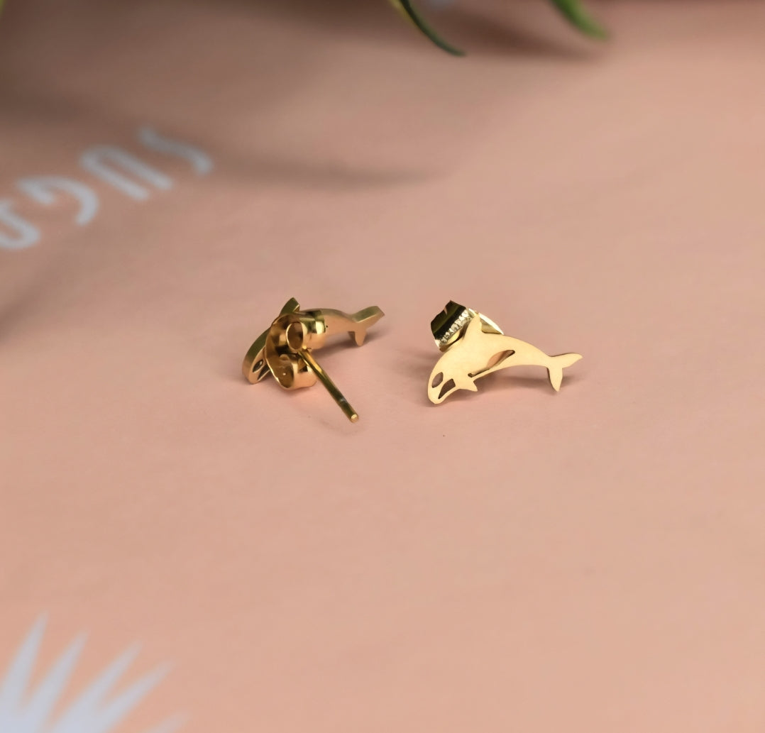 Orca Titanium Stainless Steel Stud Earrings