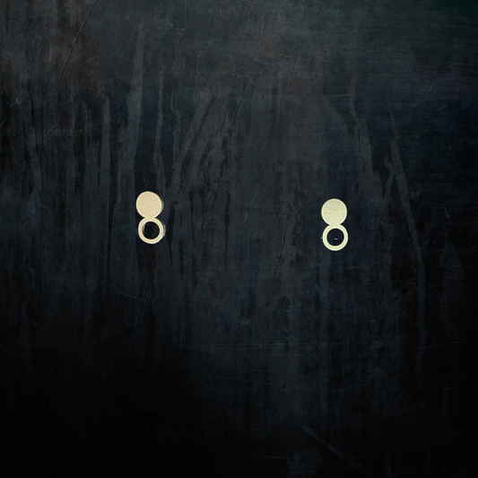 Double Circle Geometric Flatback Screw-on Stud Earrings with Waterproof Matte Finish Titanium Steel