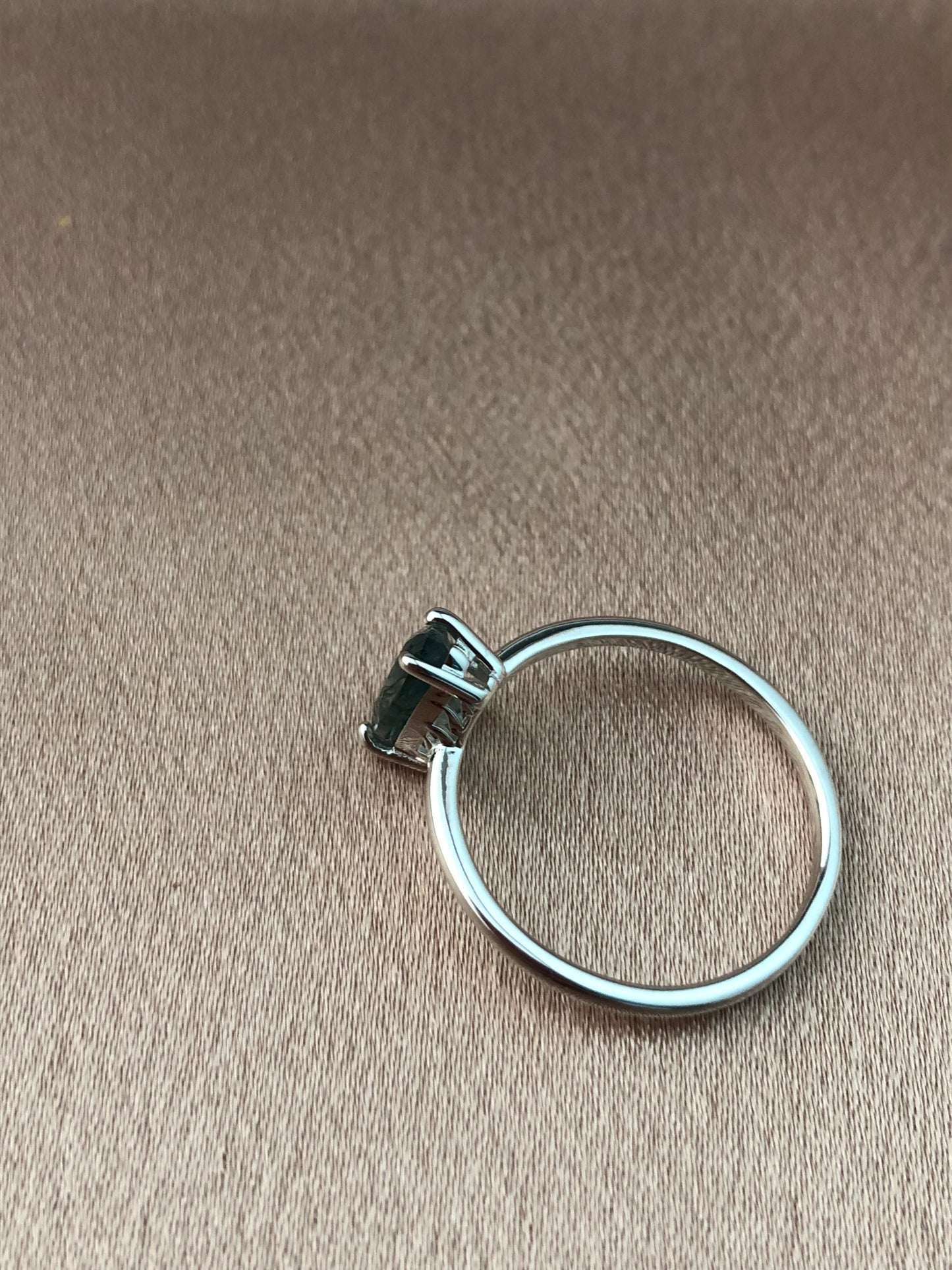 Moss Agate Teardrop Ring in Sterling Silver