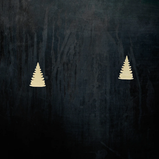 Evergreen Tree Flatback Screw-on Stud Earrings with Waterproof Matte Finish Titanium Steel