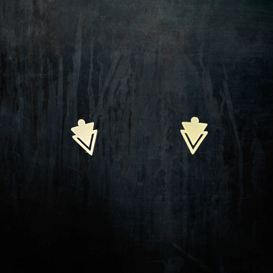 Double Arrow Geometric Flatback Screw-on Stud Earrings with Waterproof Matte Finish Titanium Steel