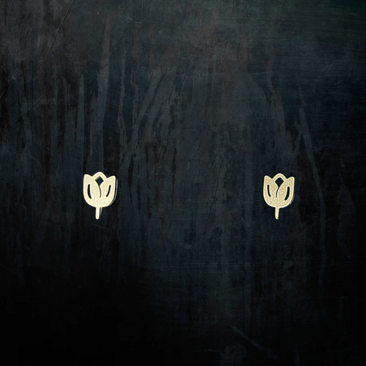 Dutch Tulip Flatback Screw-on Stud Earrings with Waterproof Matte Finish Titanium Steel