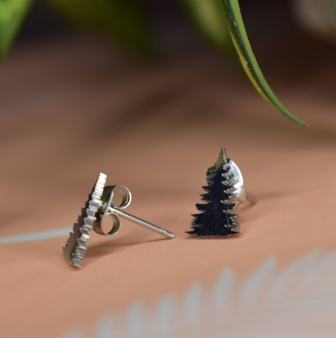 Evergreen Tree Large Stud Earrings | Titanium Steel PVD Waterproof